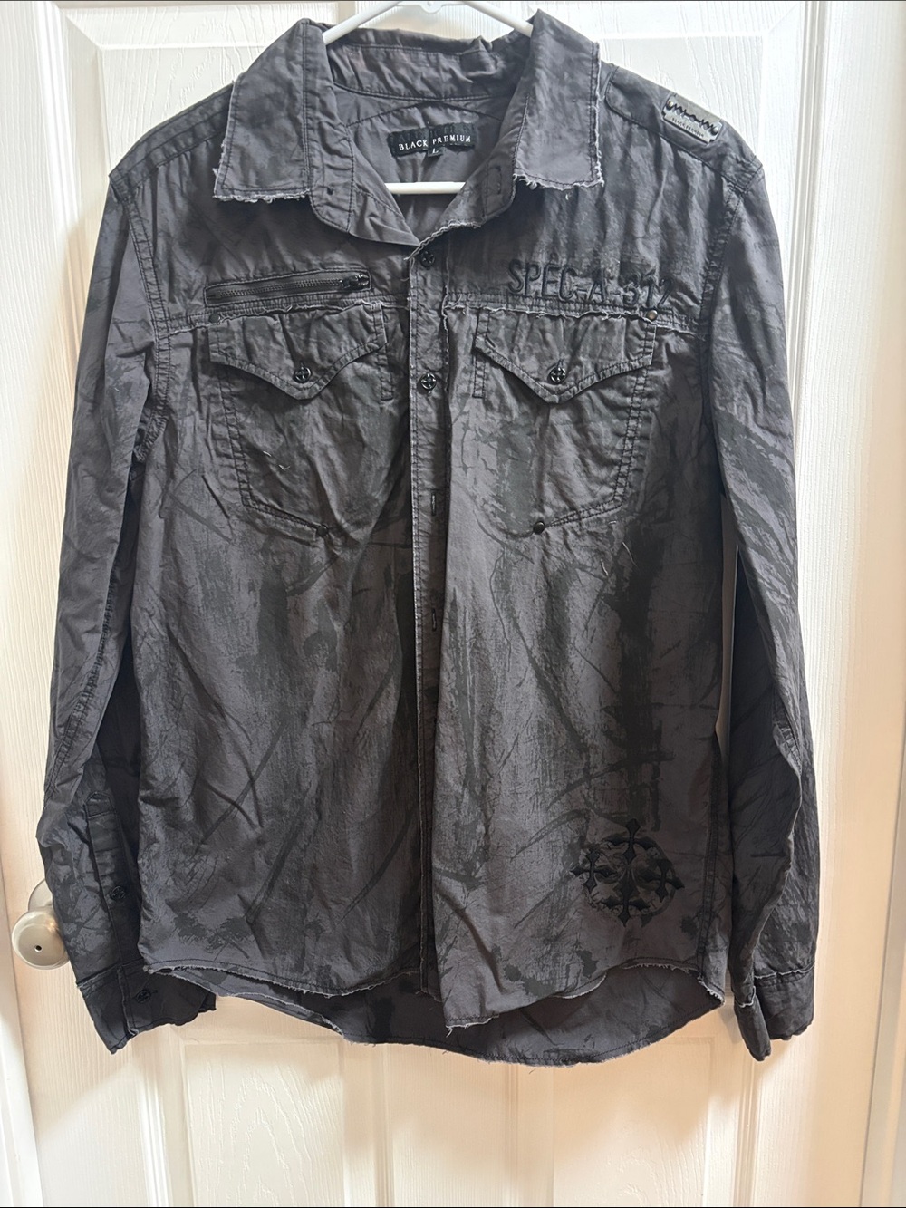 Affliction Men's Black Washed Shirt Jacket